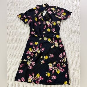 Banana Republic Navy Dress with Pink and Yellow Floral